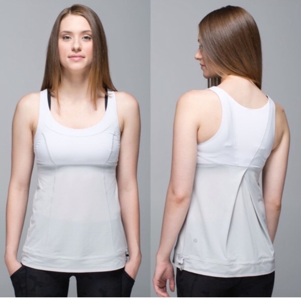 Lululemon Run: Ta Ta Topper Running Tank Silver Spoon Wee Stripe White Size 4